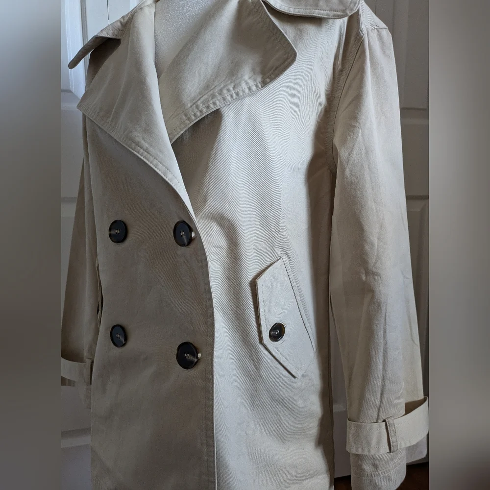 NWT Lulus Women's Cream Double-Breasted Coat - Picture 6 of 7